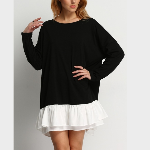 Oversized Long Sleeve T-shirt Dress - Picture 1 of 6